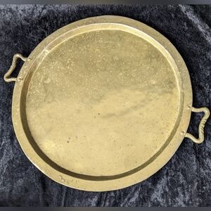 Antique German Brass Round Large Serving Tray w/ stamp